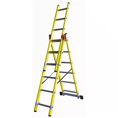 EN131 Escalera de extensión de fibra de vidrio estándar con escaleras de aluminio FRP 3 secciones escalera